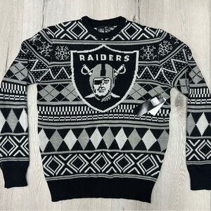 NFL Raiders Black and Gray Crewneck Christmas Sweater